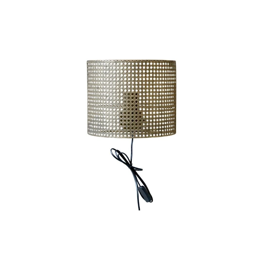 Wandlampe franz. geflochten, messing 