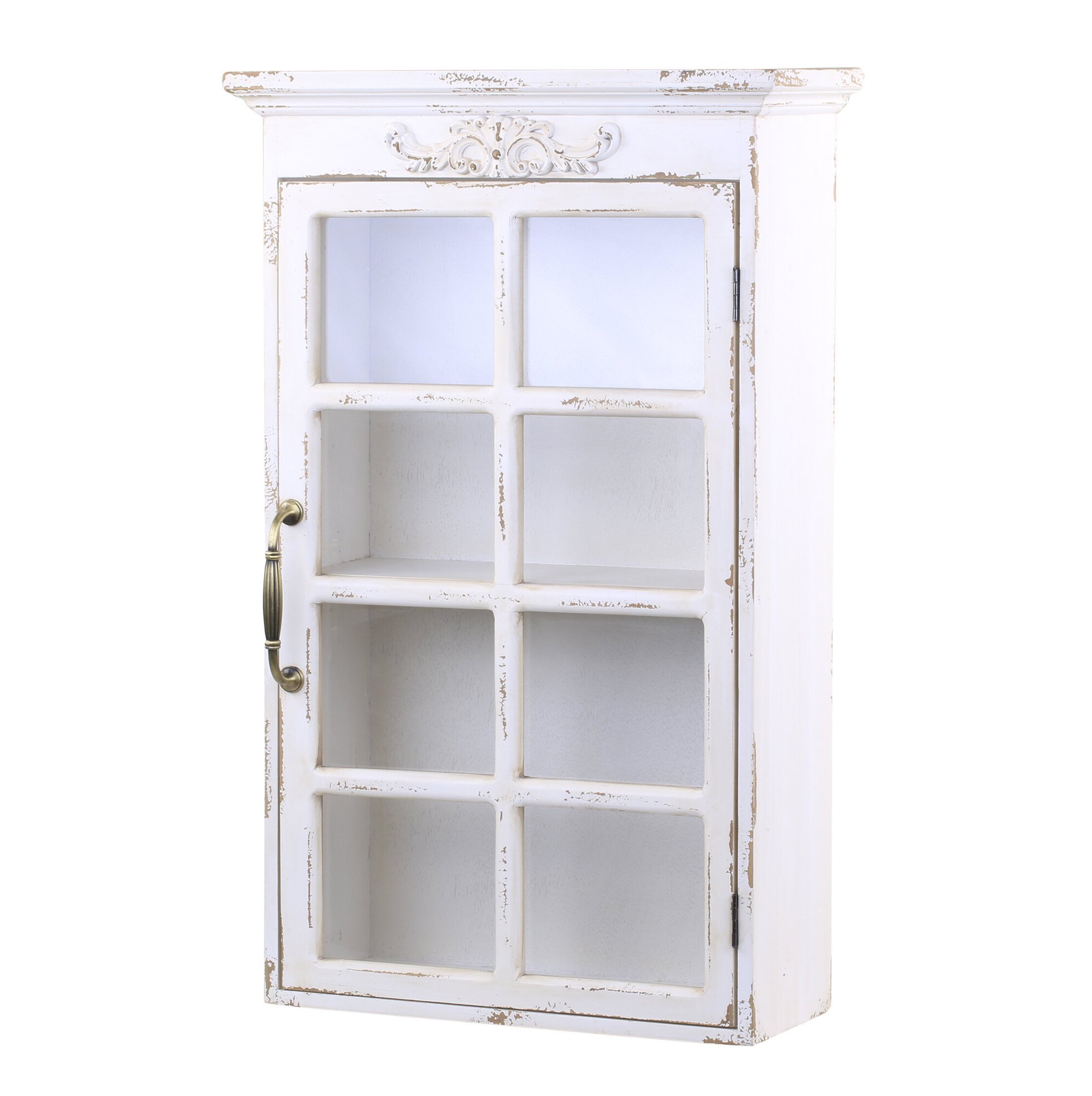 Wandschrank mit Dekor, weiss 