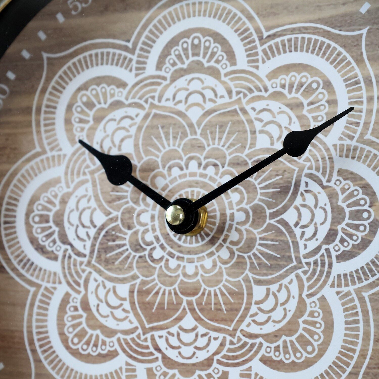 Wanduhr mit floralem Muster, antique creme 
