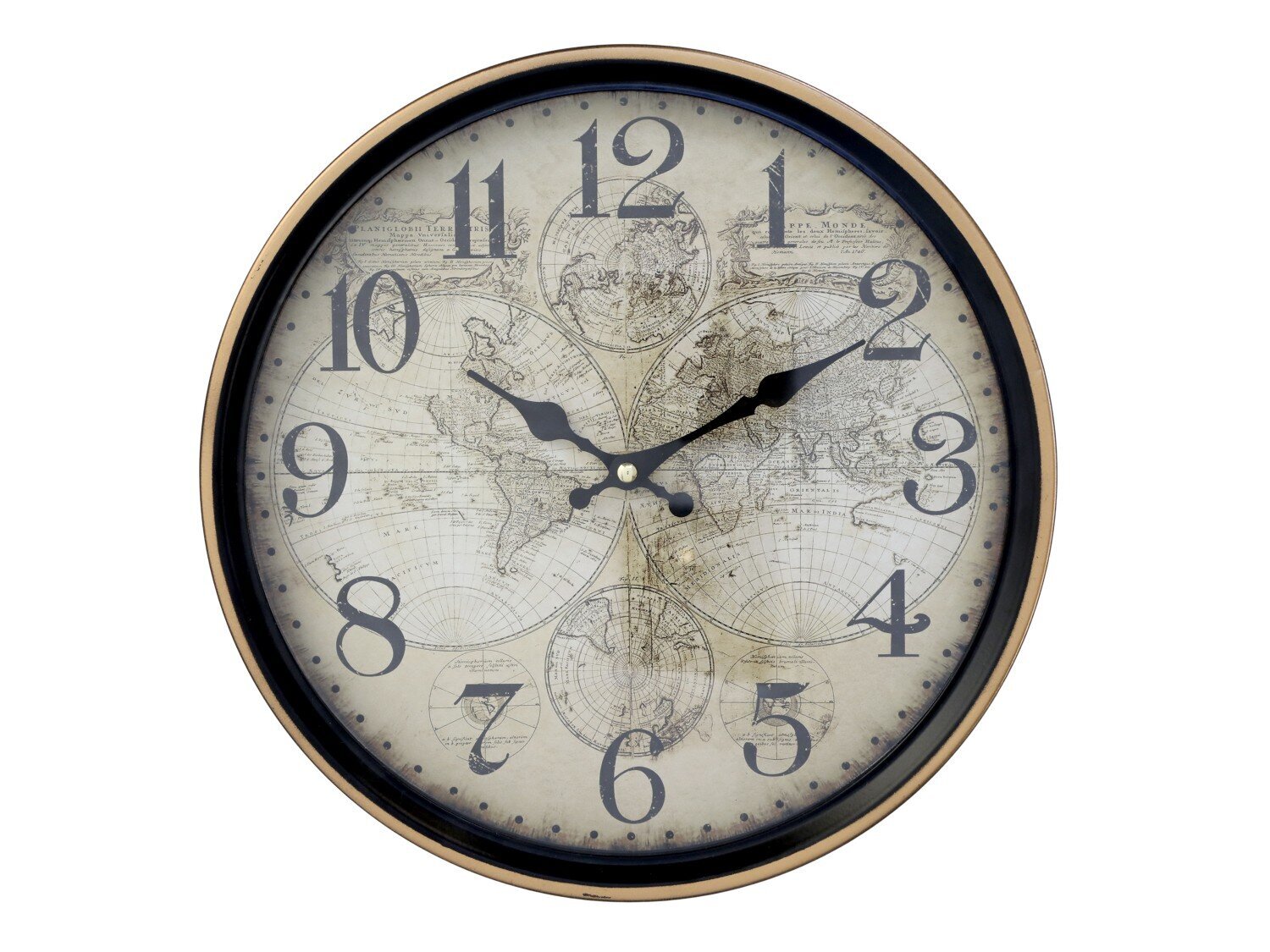 Wanduhr mit Goldrand, schwarz 