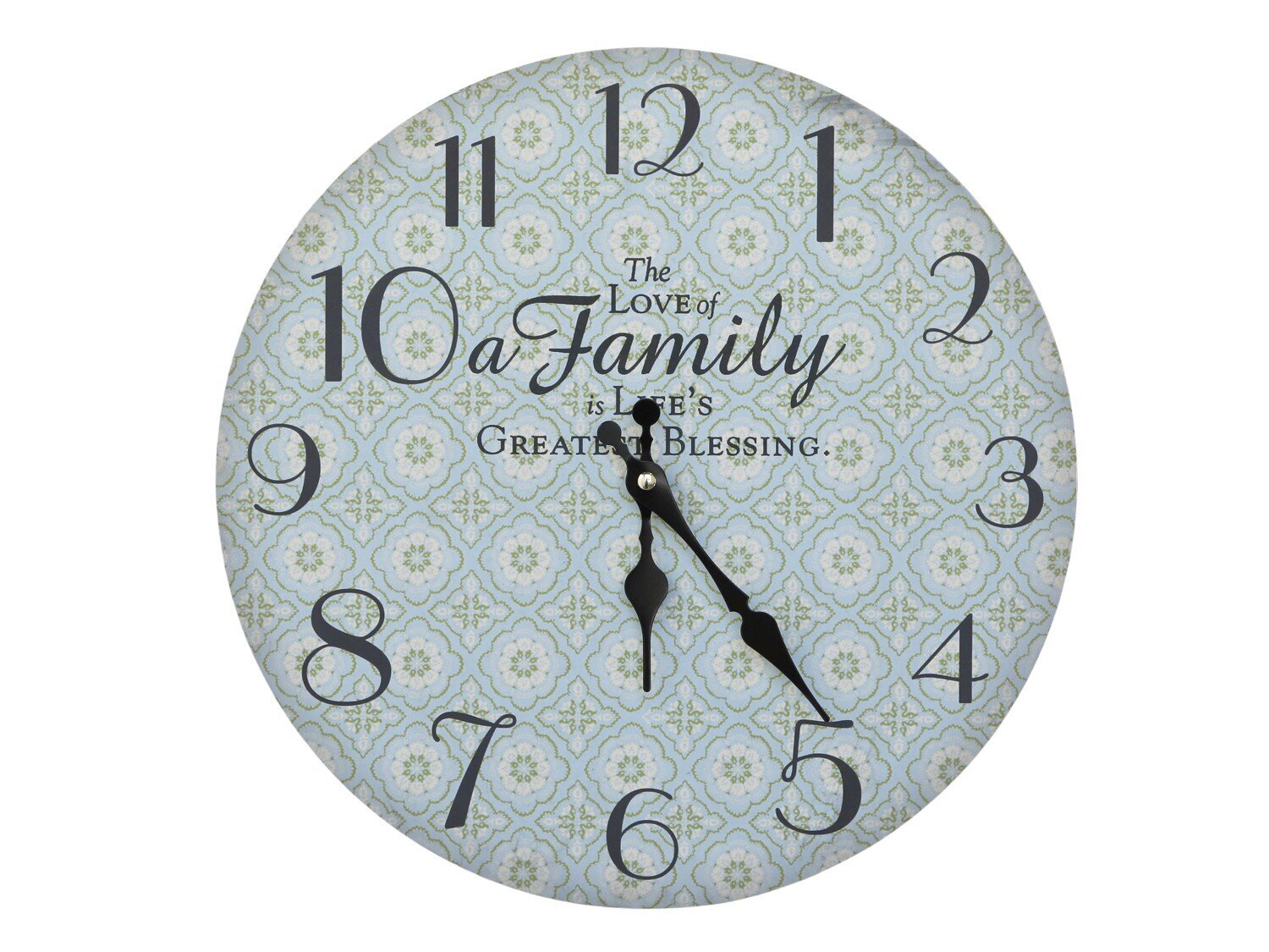 Wanduhr mit Muster und Spruch, antique opal 