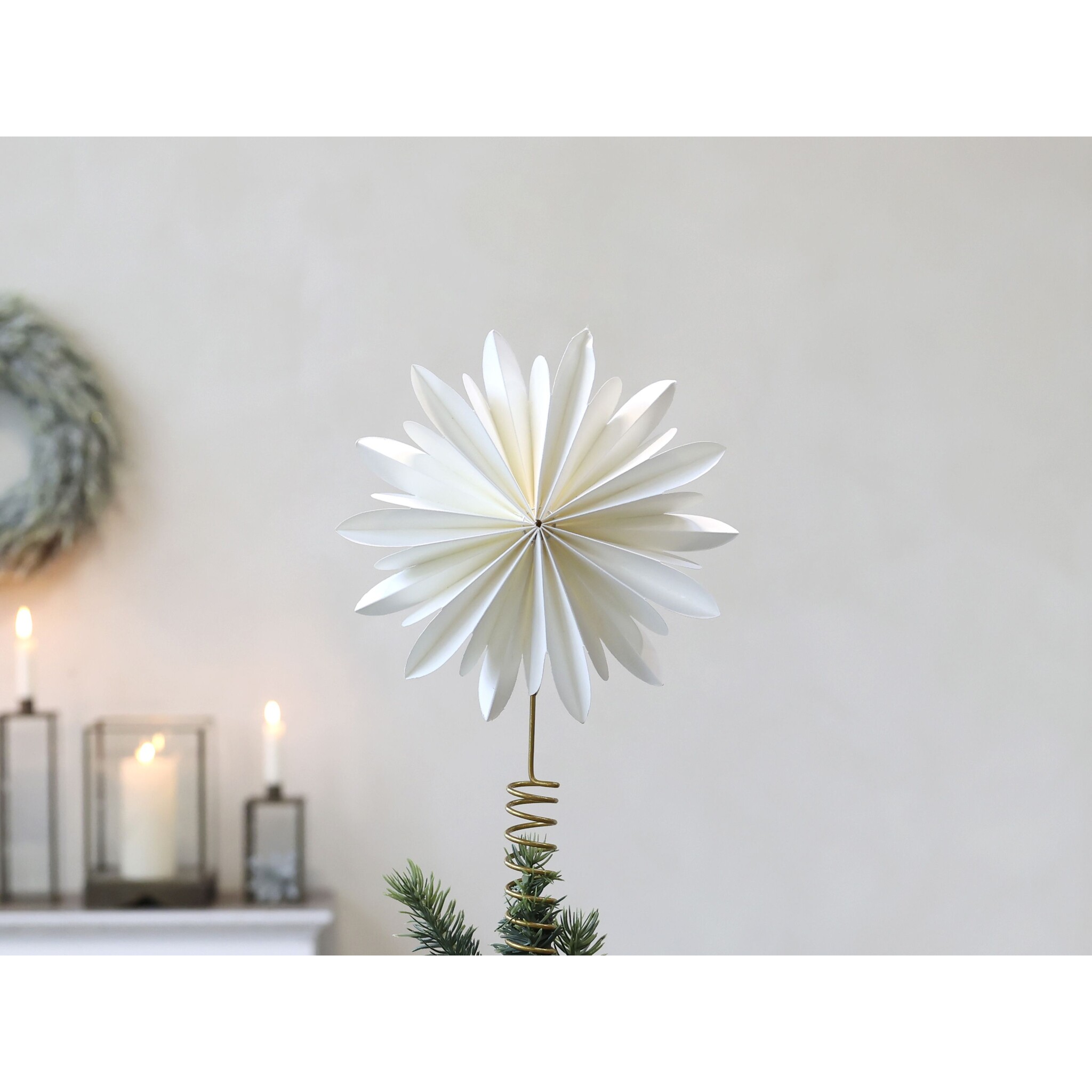 Weihnachtsbaum Spitze Papierstern, creme Höhe 30, Breite: 3,5, Ø 18 cm creme