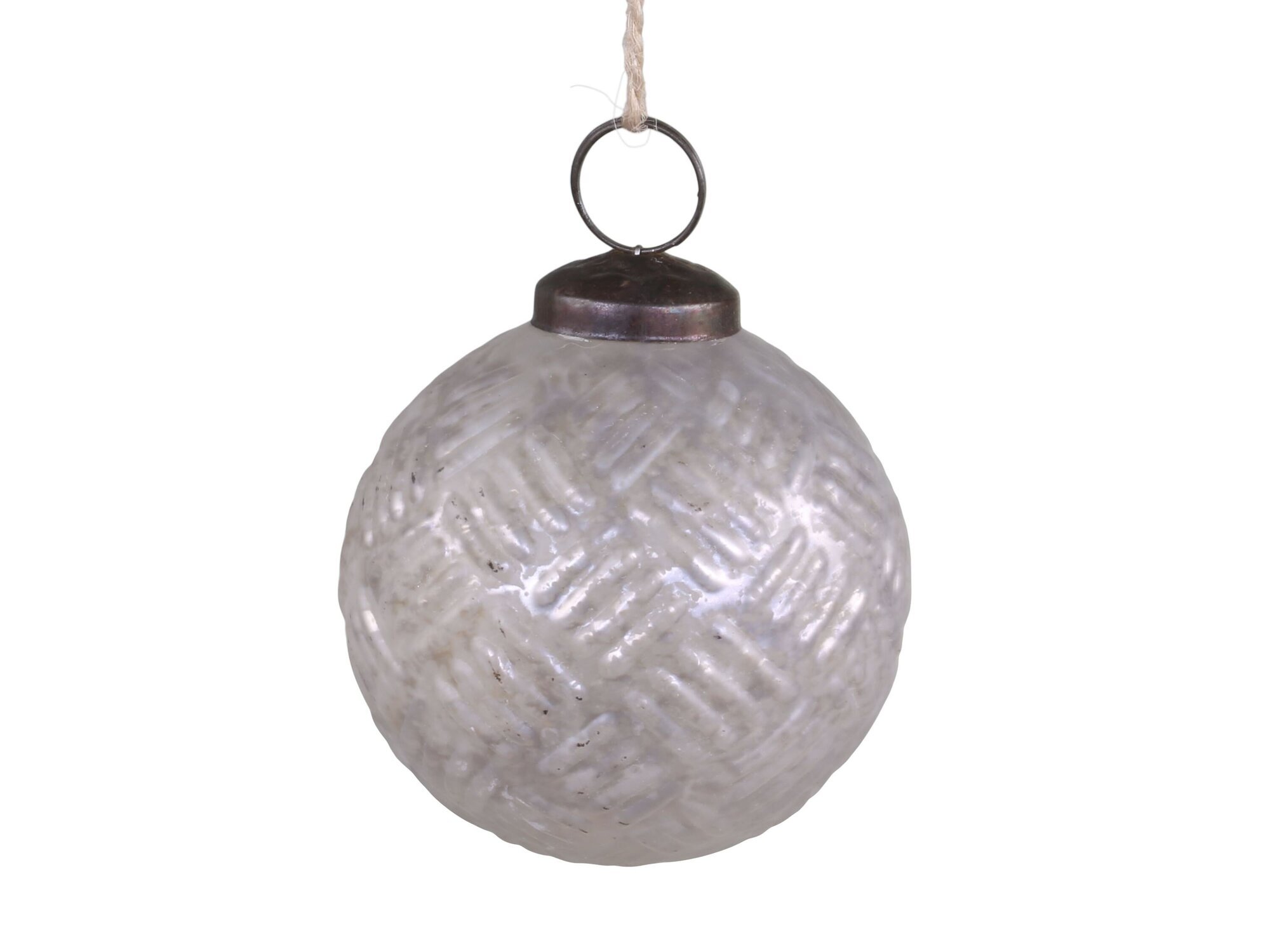 Weihnachtskugel Criss Cross, antique weiß 