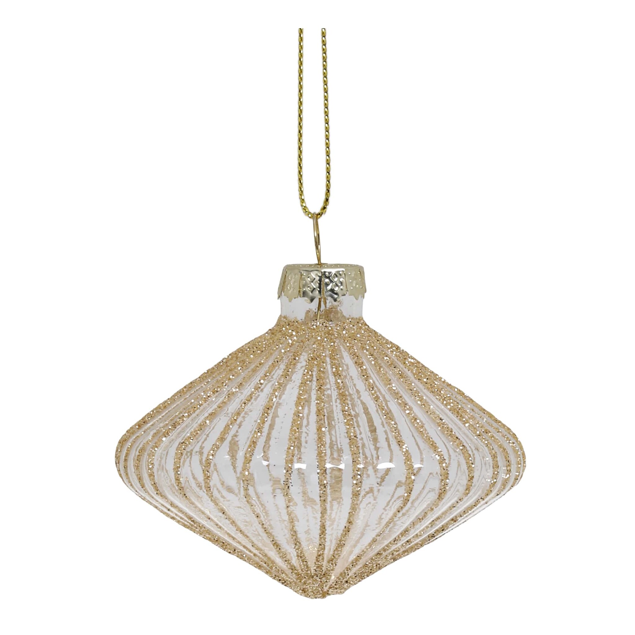Weihnachtskugel Diamantform aus Glas, gold 