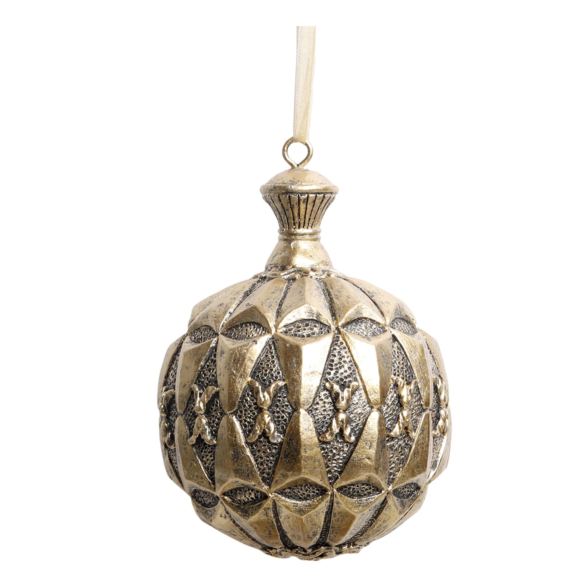 Weihnachtskugel im Antique Messing Stil, antique messing Höhe 14,5, Ø 10 cm