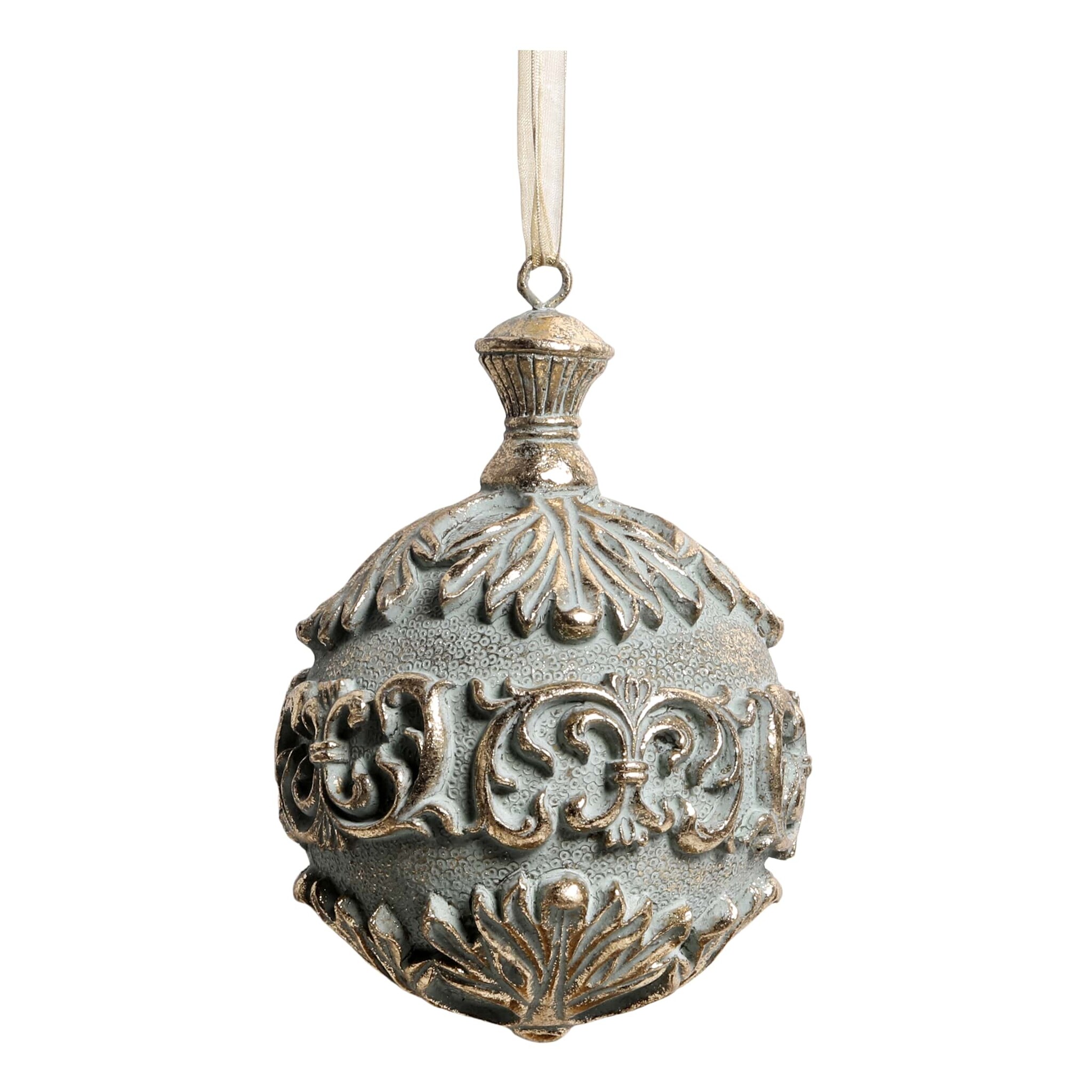 Weihnachtskugel im Antique Verte Stil, antique verte Höhe 15, Ø 10,5 cm