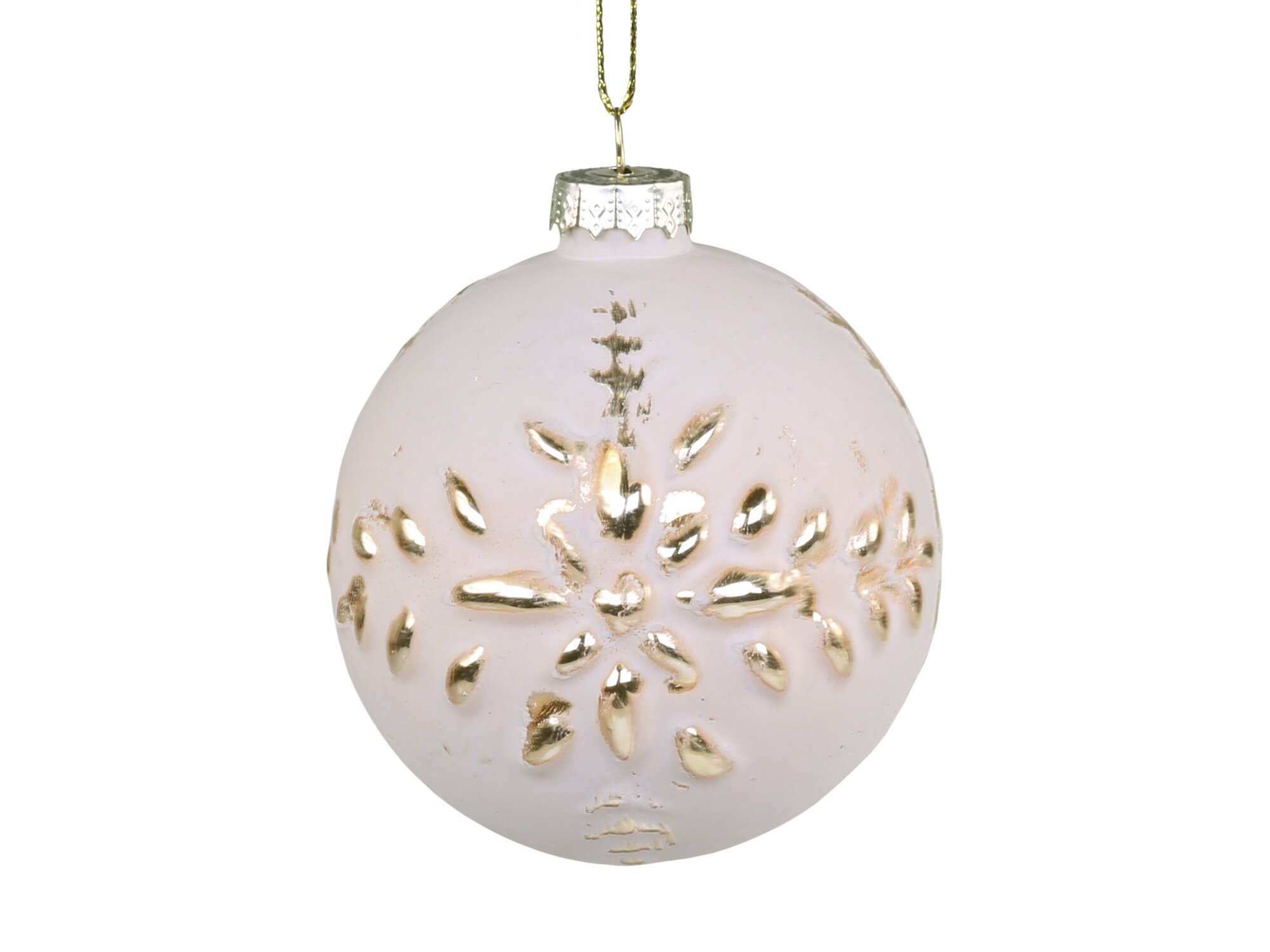 Weihnachtskugel mit Goldmuster Fleur, antique puder 
