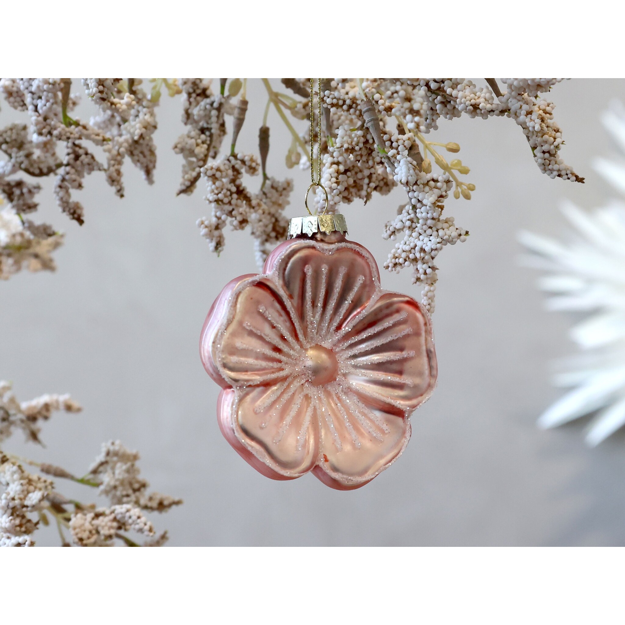 Weihnachtskugel Rosa Blume, rosa 