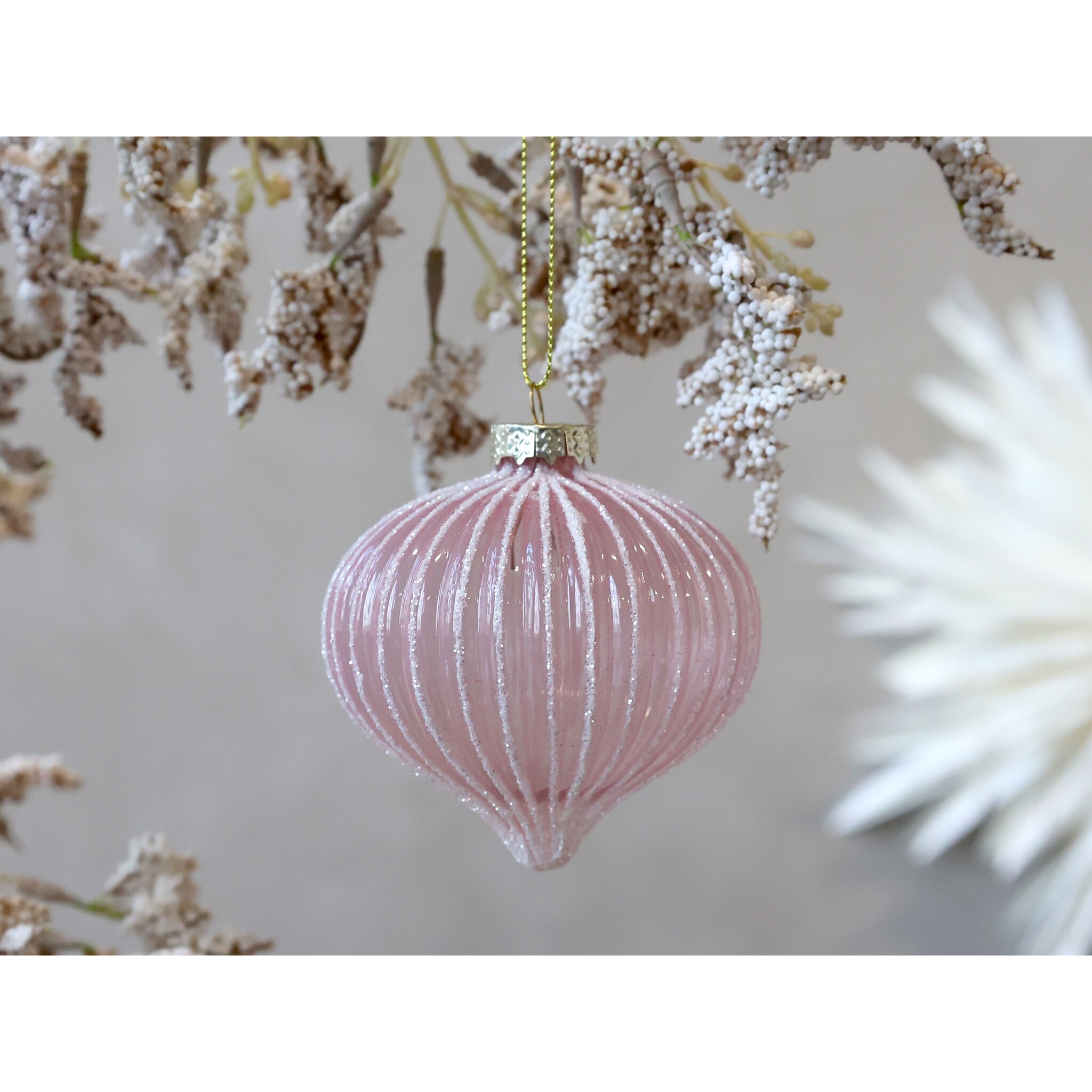 Weihnachtskugel Rosa Tropfenform, rosa 
