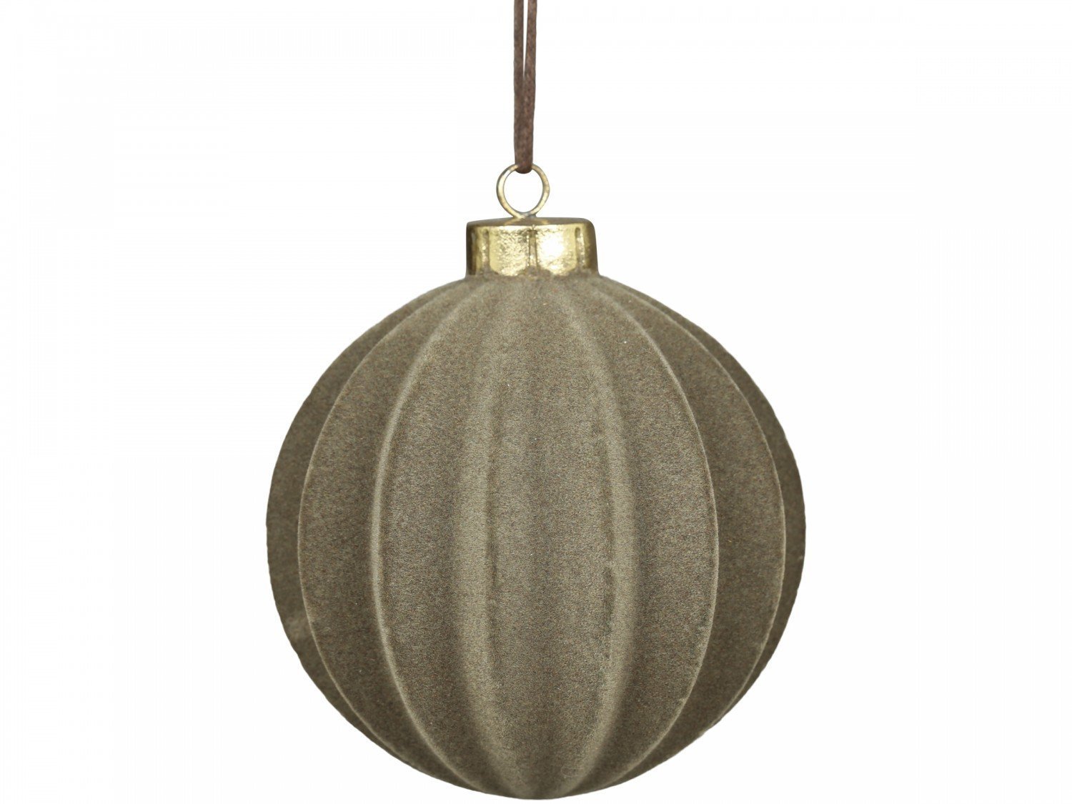 Weihnachtskugel Velours in Fächerstruktur, latte 