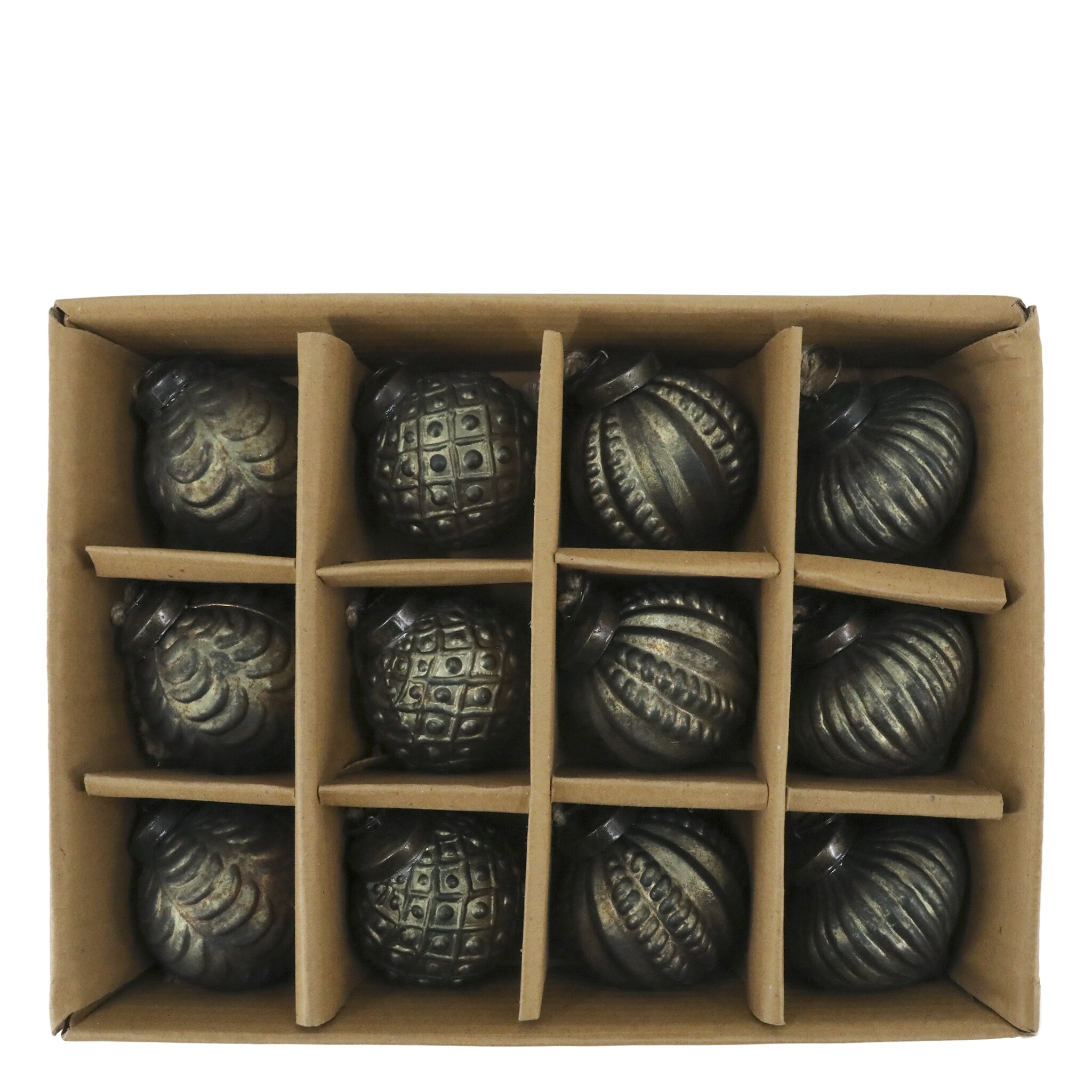 Weihnachtskugeln in einer Schachtel 12er Set, oliv 