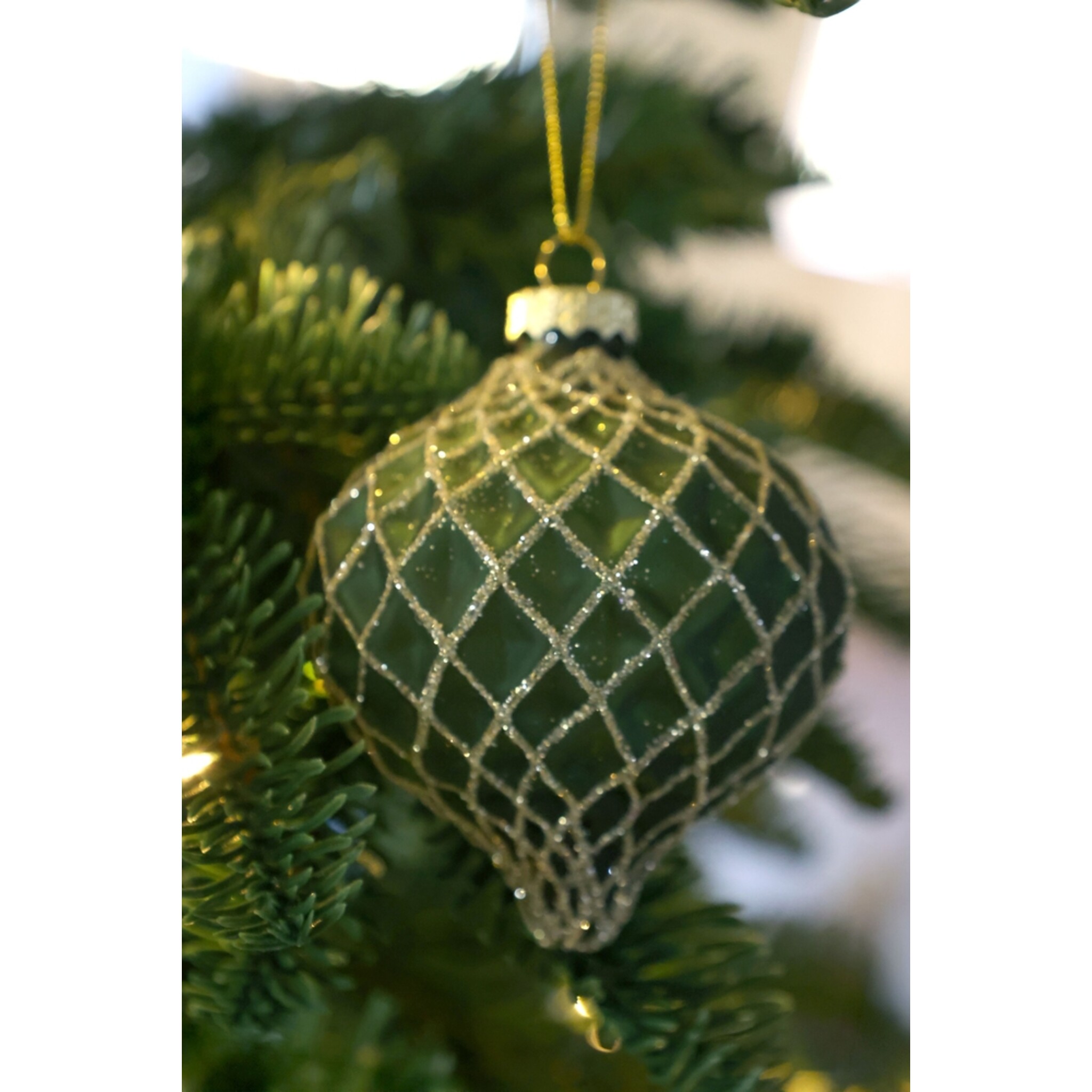 Chic Antique Weihnachtskugeln Olivgrün im 3er-Set, olivgrün 