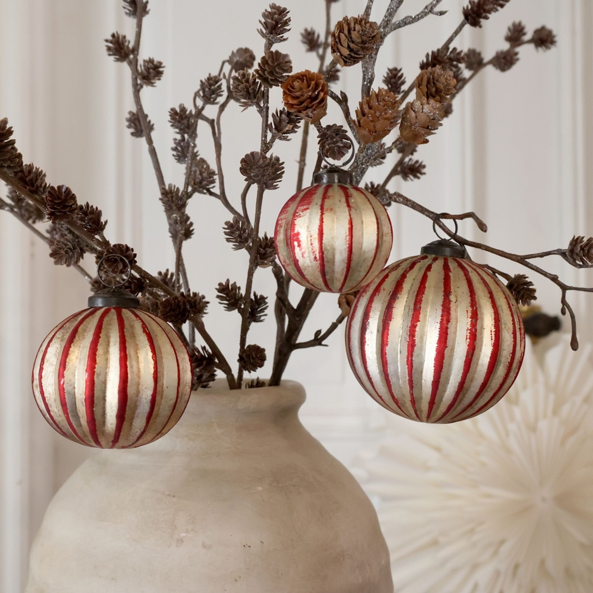 Weihnachtskugeln Cherry & Champagner im 3er-Set, kirschrot 