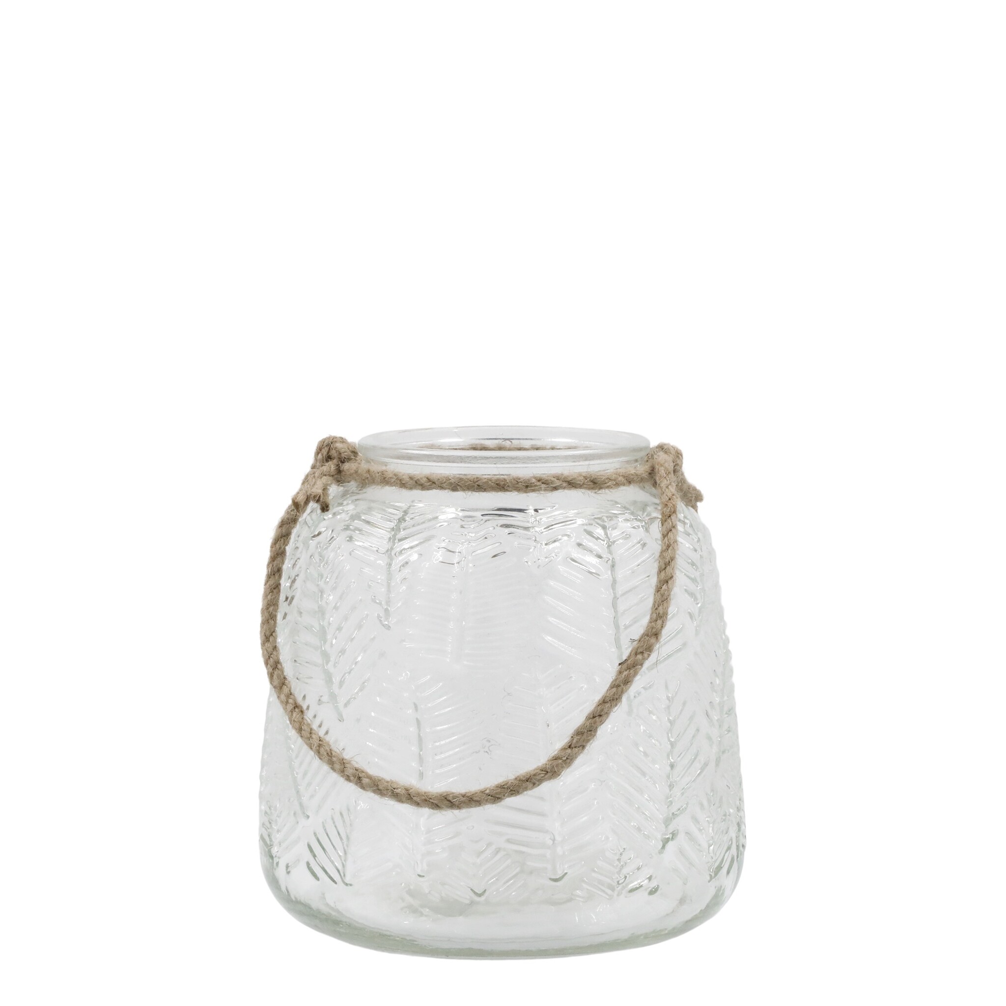 Windlicht aus Glas mit Blattmuster, klar Höhe 15, Ø 15 cm