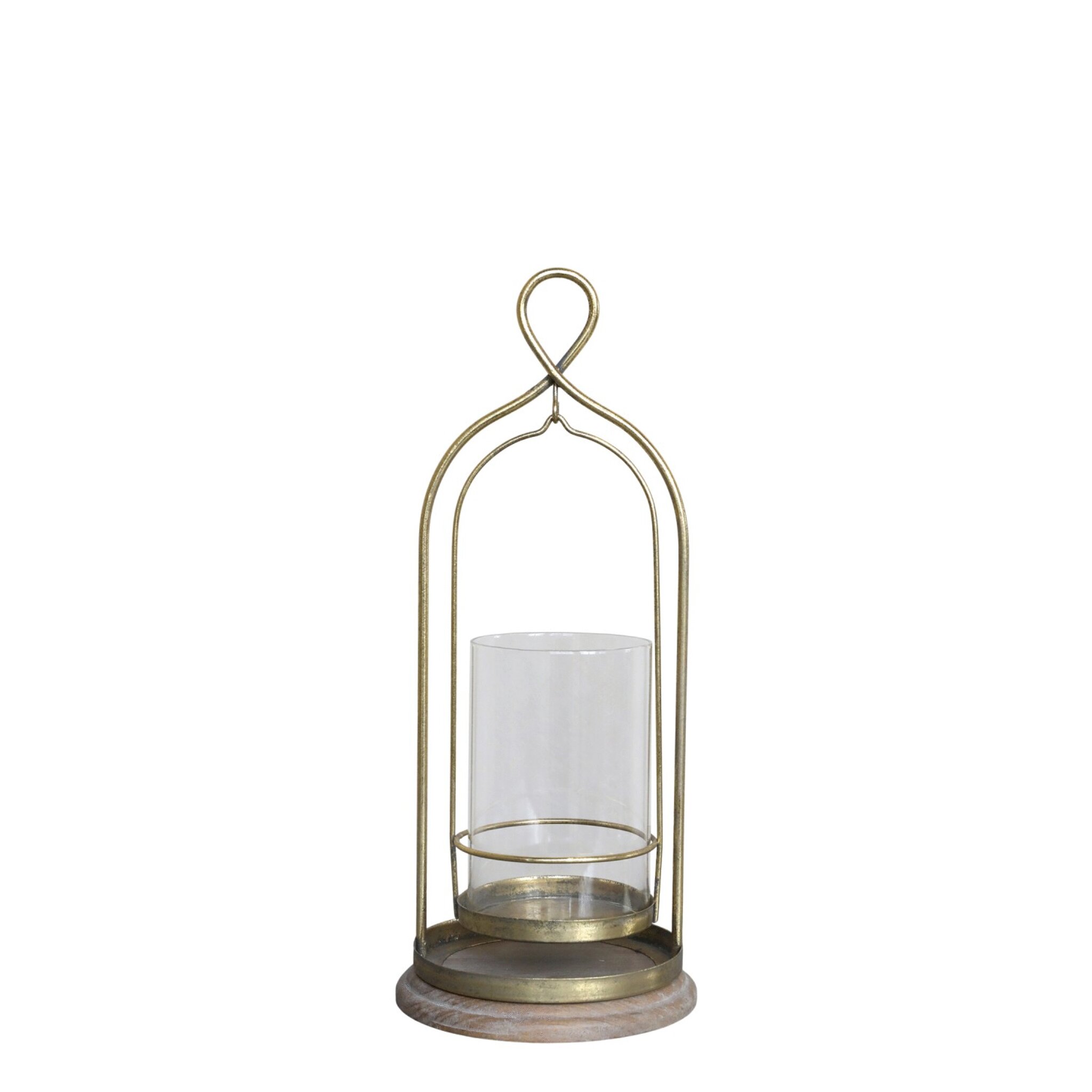 Windlicht mit Glas, messing Höhe 34, Ø 14 cm