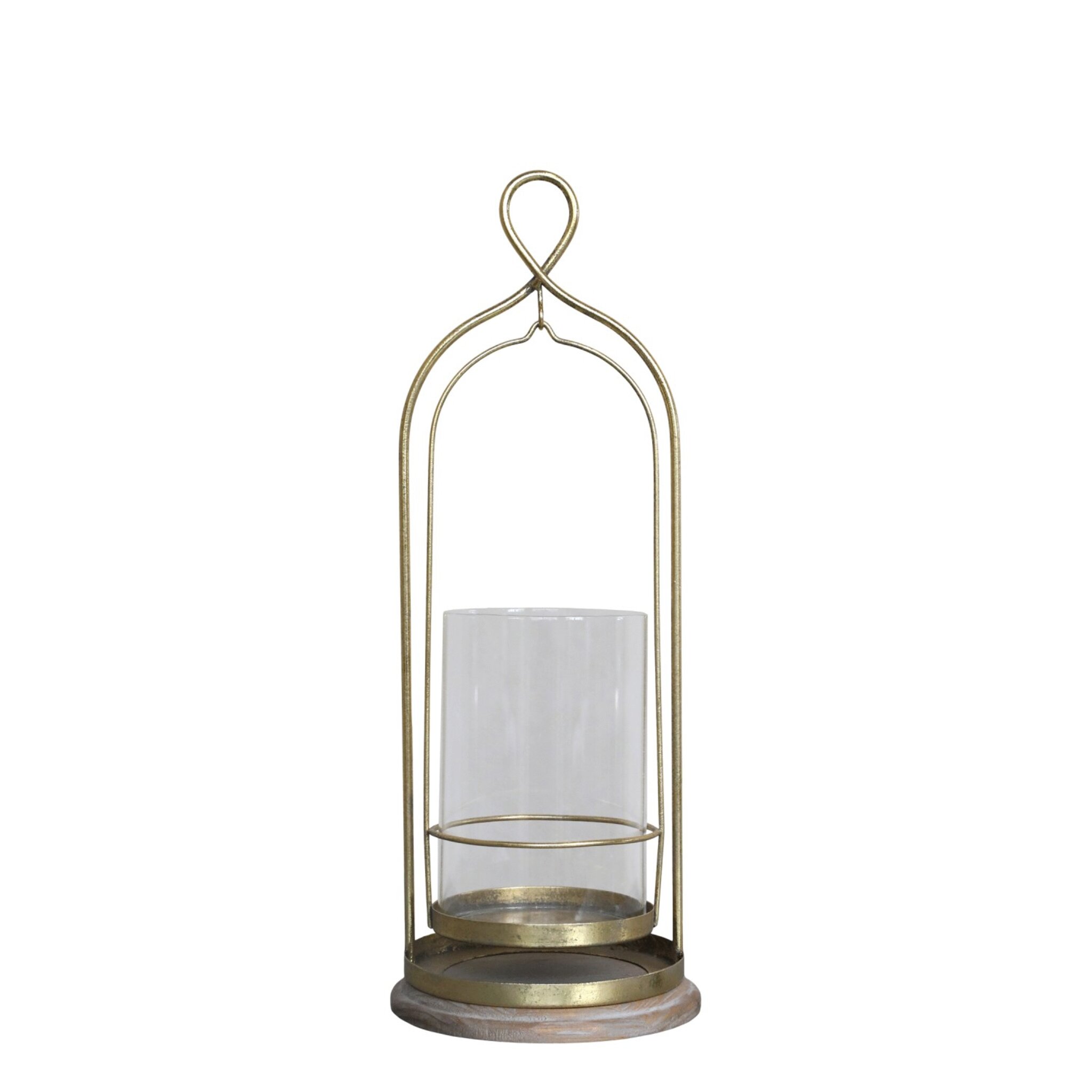 Windlicht mit Glas, messing Höhe 40, Ø 15 cm