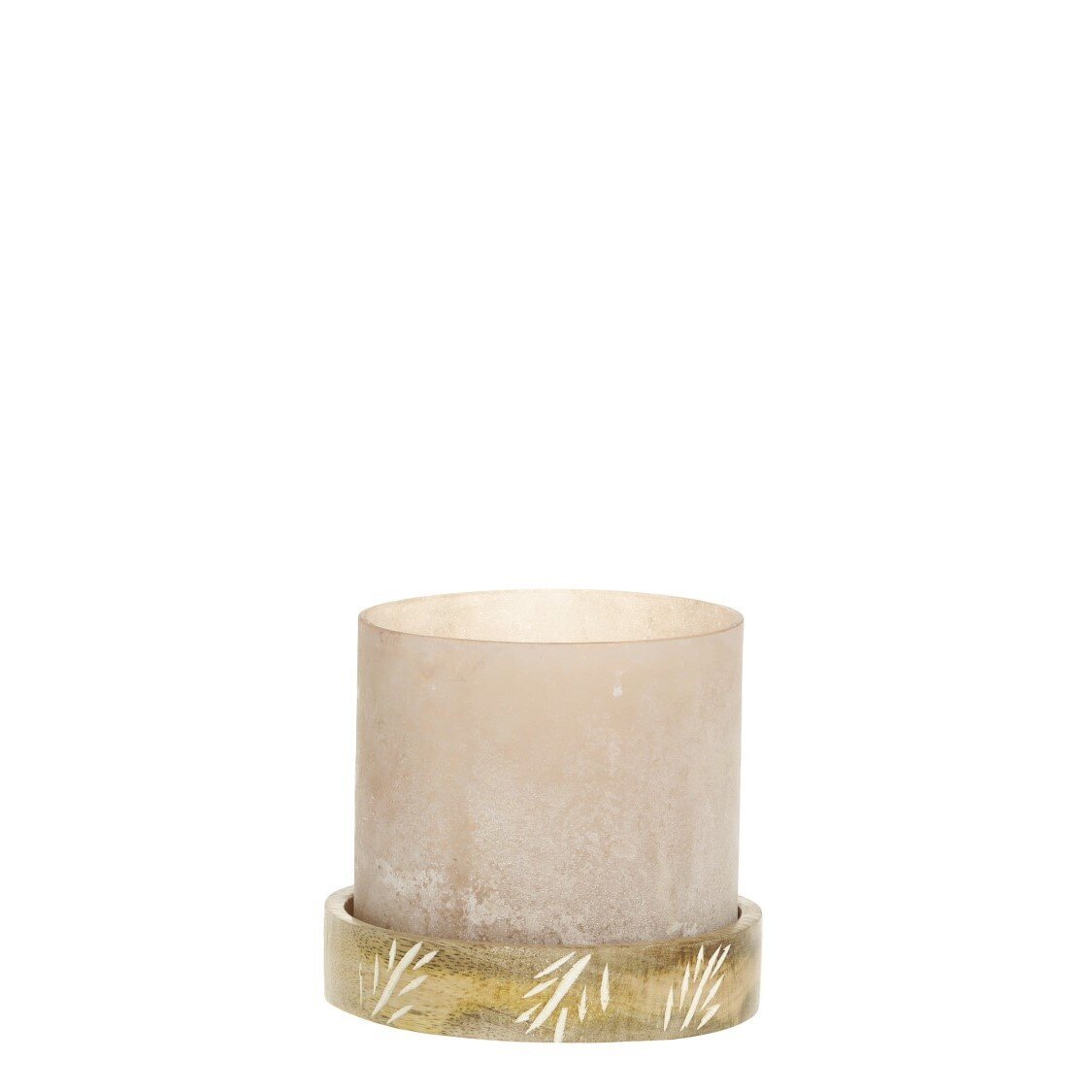 Windlicht mit graviertem Sockel, antique rosa 
