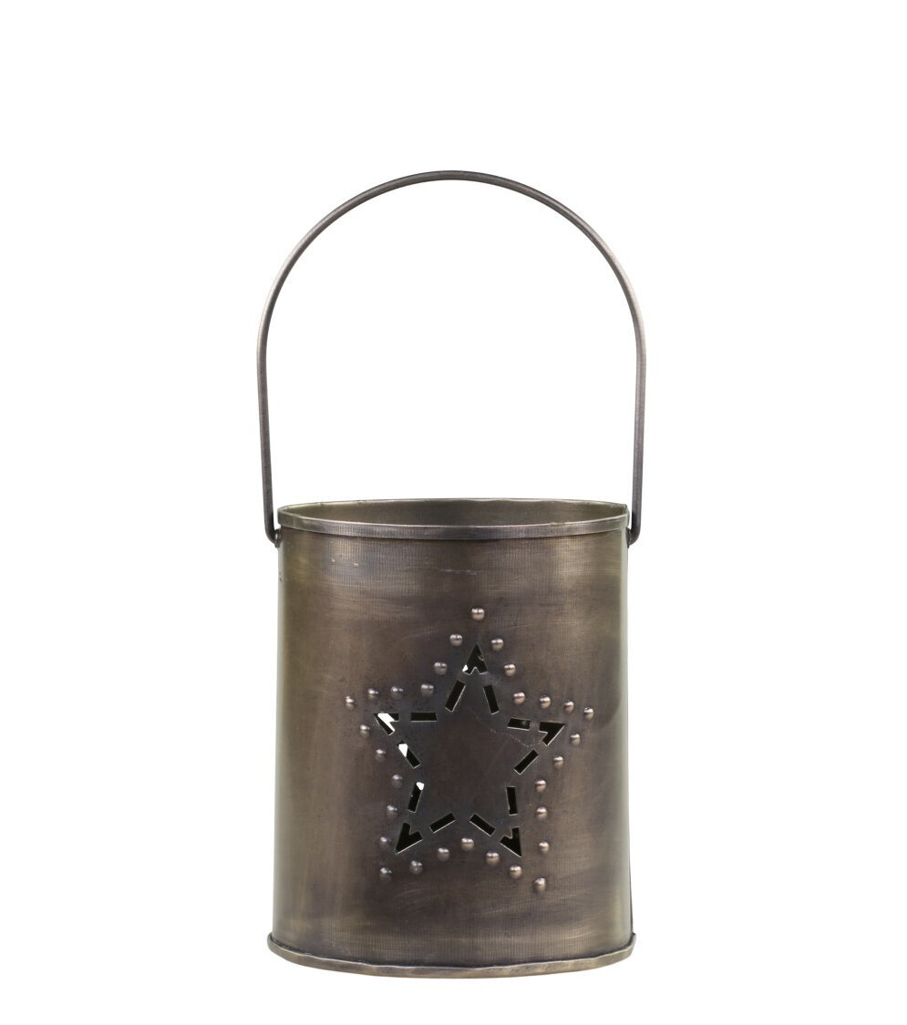 Windlicht mit Henkel und Sternendekor, gold Höhe 11, Ø 9,5 cm