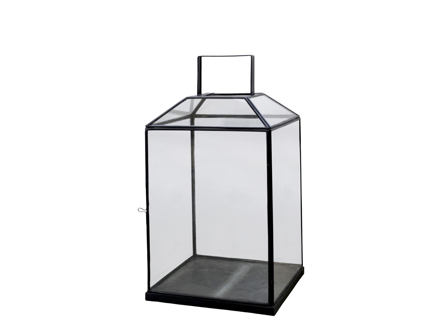 XL Laterne aus Glas und Eisen, schwarz 32x32x60cm