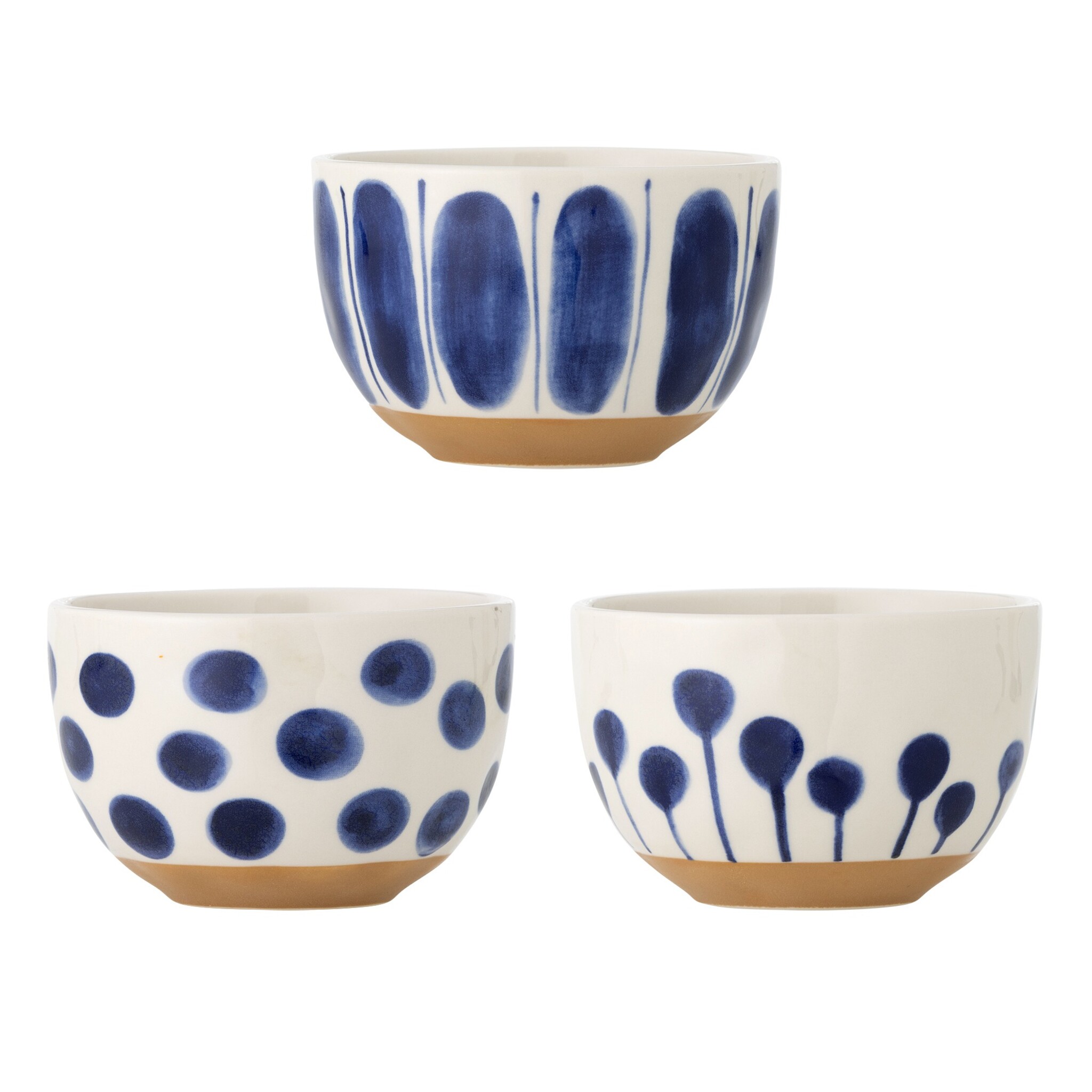 Linora Schalen 3er Set Steingut, blau 