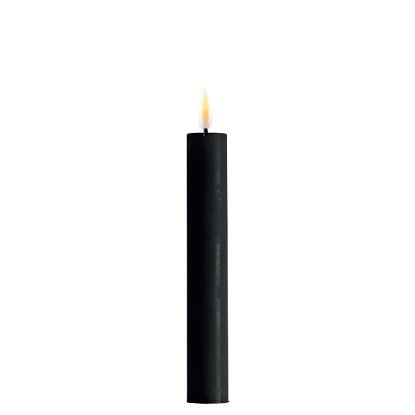 LED 2er Set Stabkerze Real Flame, schwarz 15 cm, Ø 2,2 cm