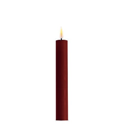 LED 2er Set Stabkerze Real Flame, bordeaux 15 cm, Ø 2,2 cm