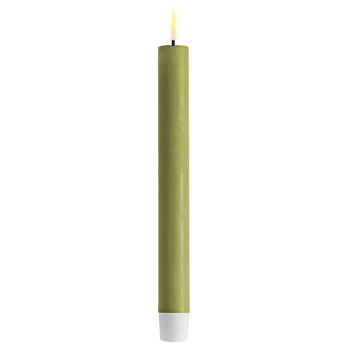 LED 2er Set Stabkerze Real Flame, olive 24 cm, Ø 2,2 cm