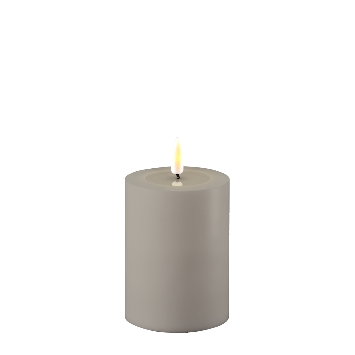 LED Real Flame Outdoor Stumpenkerze grau, grau Ø7.5 x H10cm