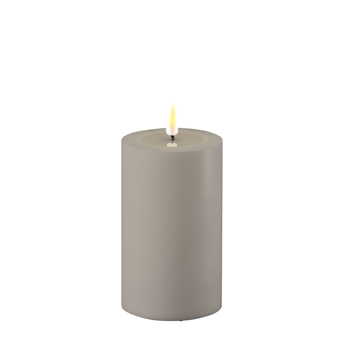 LED Real Flame Outdoor Stumpenkerze grau, grau Ø7,5 x H12,5cm