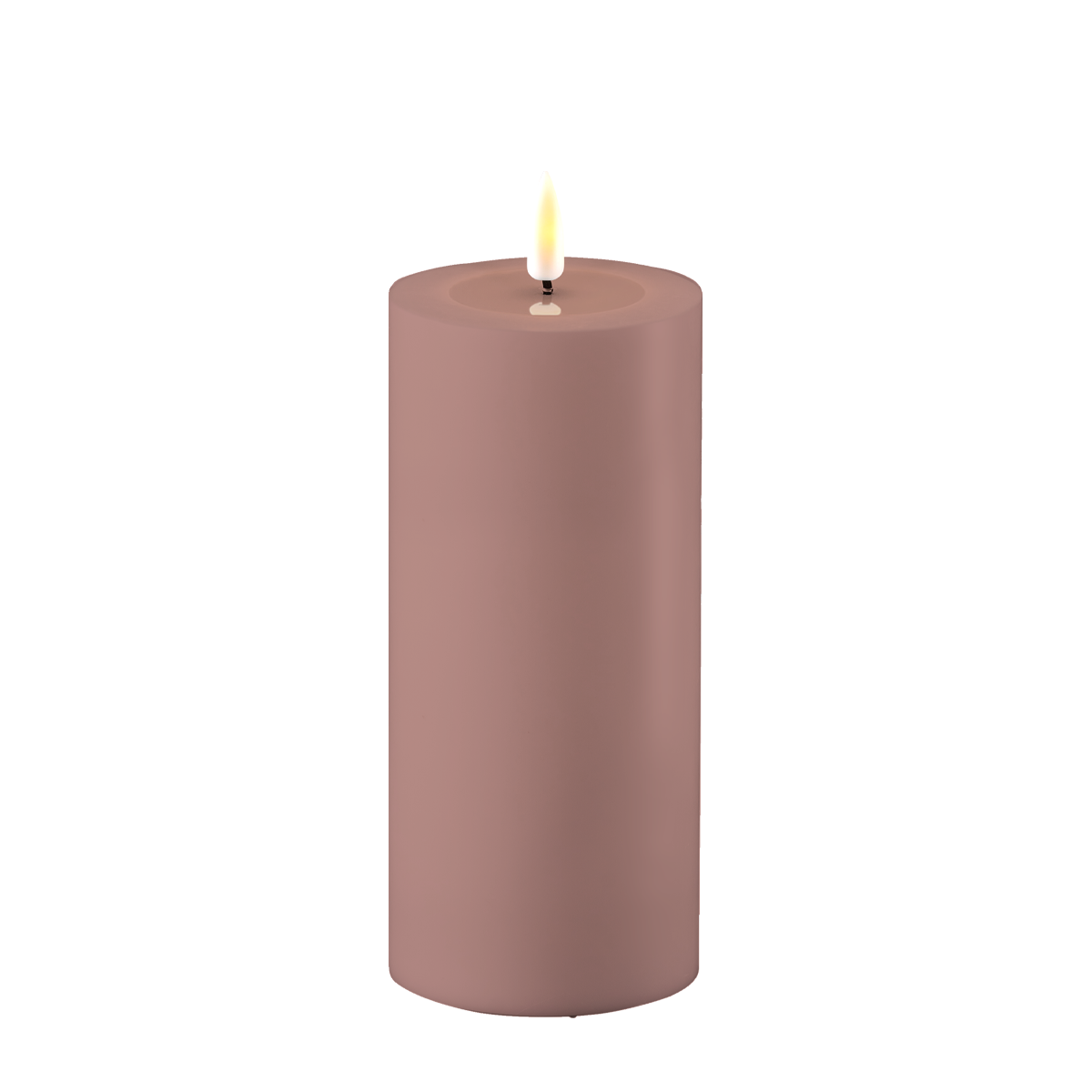 Deluxe Homeart LED Real Flame Outdoor Stumpenkerze staubig rot, staubig rot Ø7,5 x H15cm