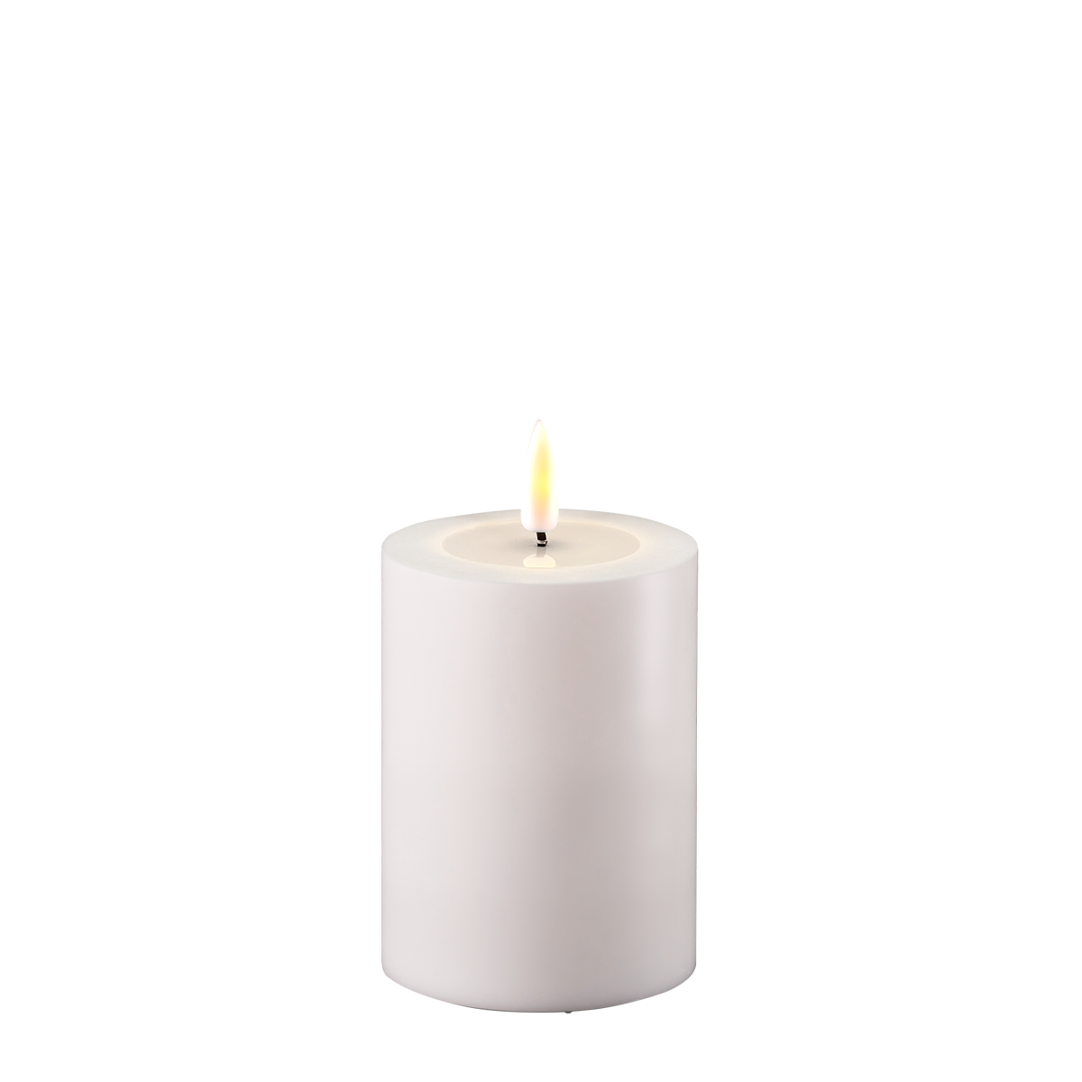 LED Real Flame Outdoor Stumpenkerze weiß, weiss Ø7,5 x H10cm