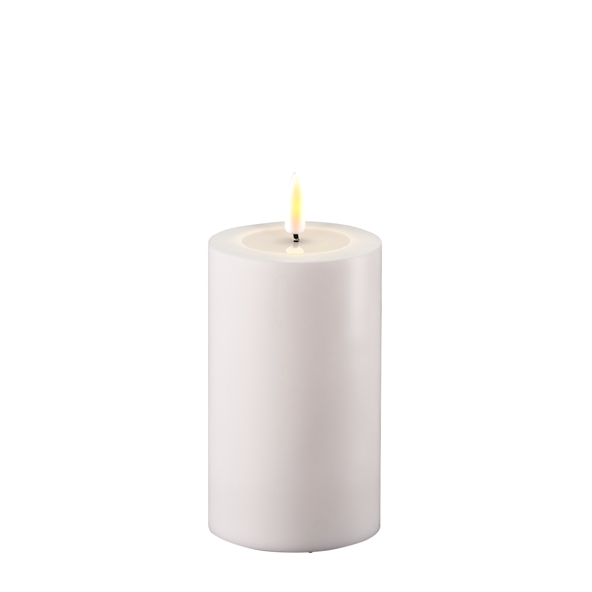 LED Real Flame Outdoor Stumpenkerze weiß, weiss Ø7,5 x H12,5cm