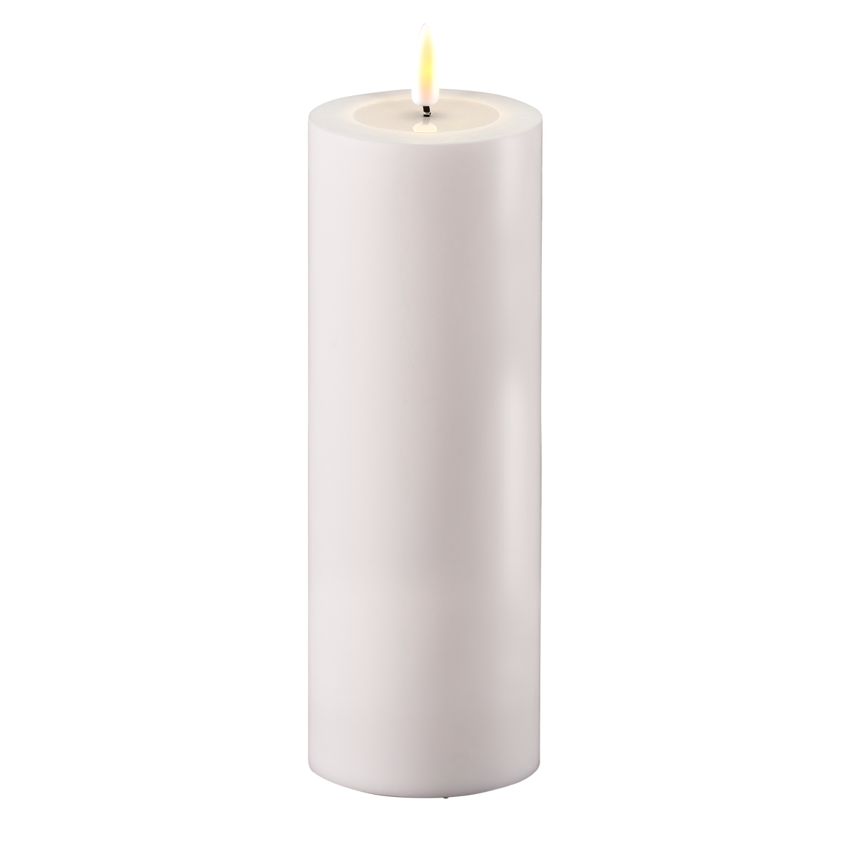 LED Real Flame Outdoor Stumpenkerze weiß, weiss Ø7,5 x H20cm