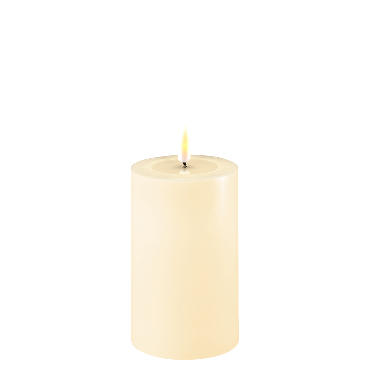 LED Stumpenkerze Real Flame creme, creme Ø7.5 x H12.5cm
