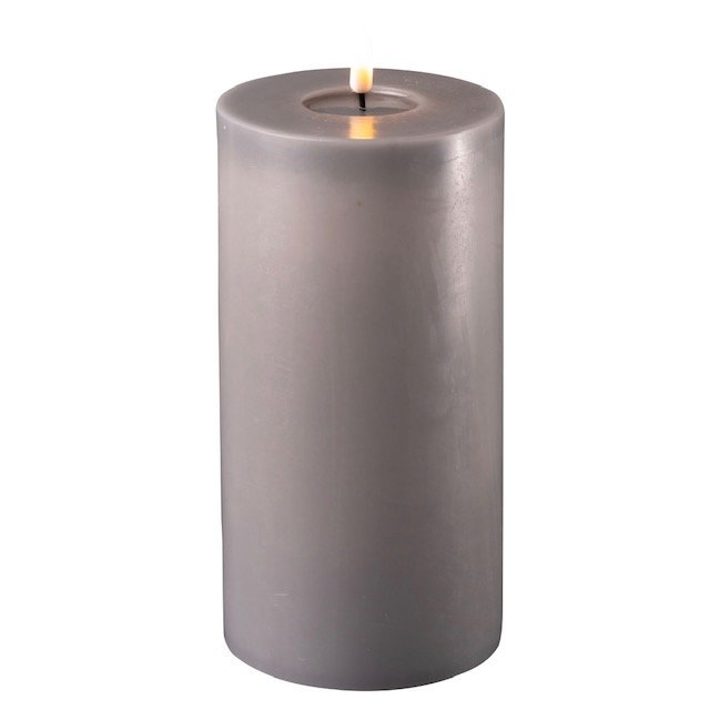 LED Stumpenkerze Real Flame grau, grau 20 cm, Ø 10 cm