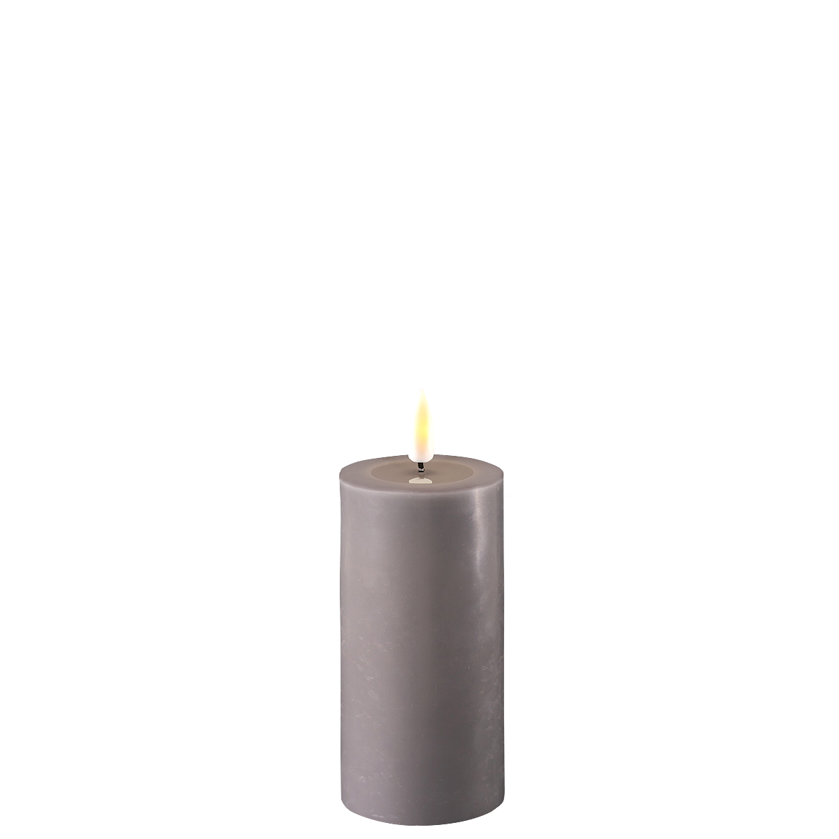 LED Stumpenkerze Real Flame grau, grau 10 cm, Ø 5 cm