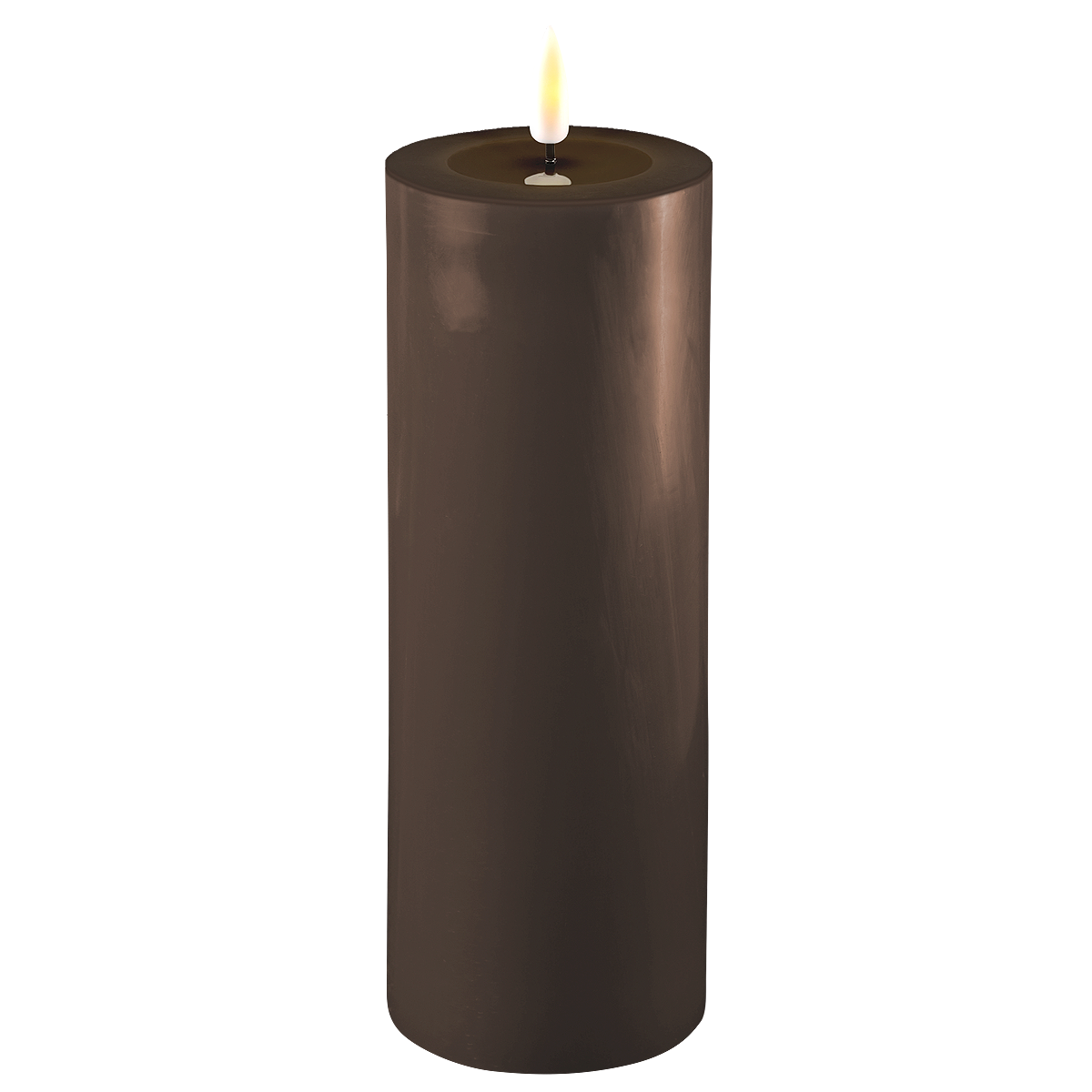LED Stumpenkerze Real Flame mokka, mokka Ø7,5 x H20cm