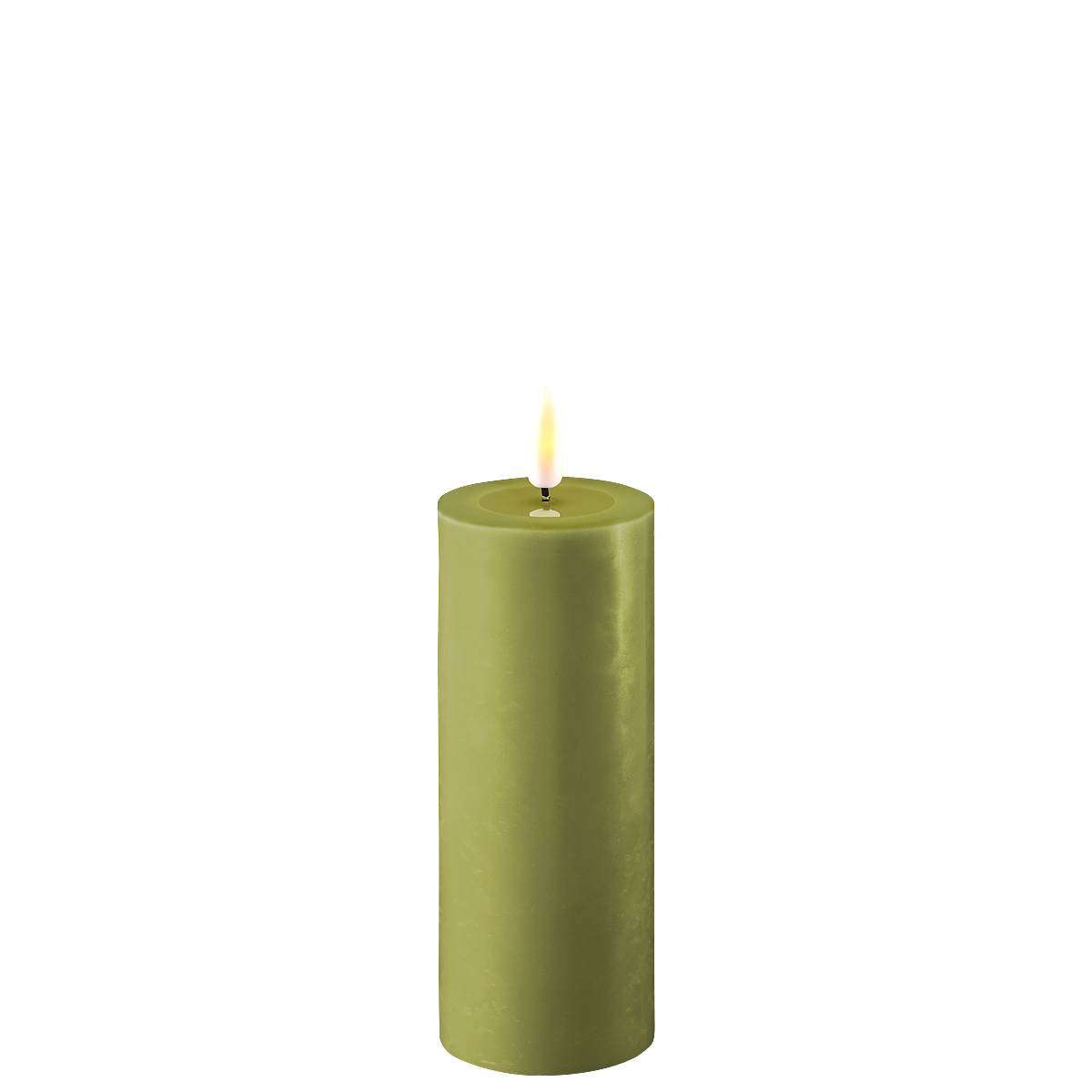 LED Stumpenkerze Real Flame olive, olive Ø5 x H12,5cm