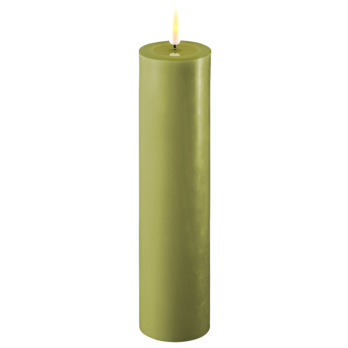 LED Stumpenkerze Real Flame olive, olive Ø5 x H20cm