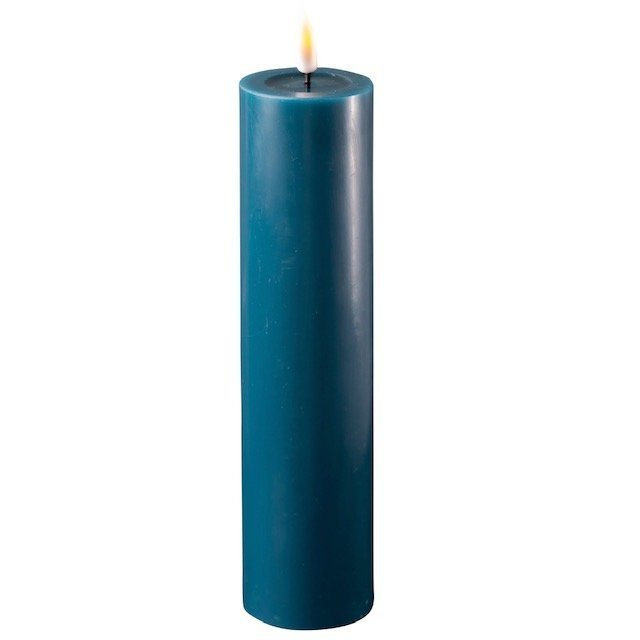 LED Stumpenkerze Real Flame petroleum, petroleum 20 cm, Ø 5 cm