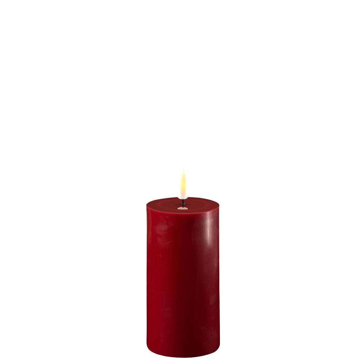LED Stumpenkerze Real Flame bordeaux, bordeaux 10 cm, Ø 5 cm