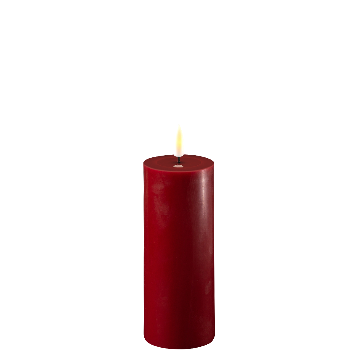 LED Stumpenkerze Real Flame bordeaux, bordeaux 12,5 cm, Ø 5 cm
