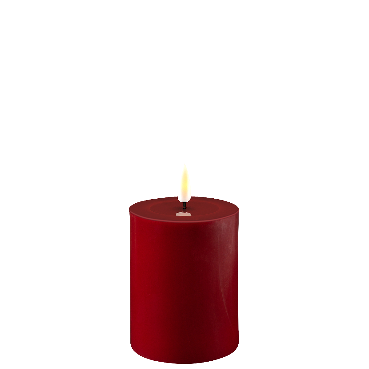 LED Stumpenkerze Real Flame bordeaux, bordeaux 10 cm, Ø 7,5 cm