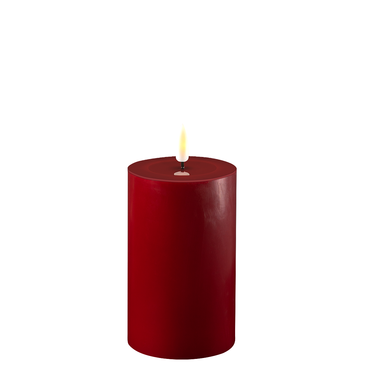 LED Stumpenkerze Real Flame bordeaux, bordeaux 12,5 cm, Ø 7,5 cm