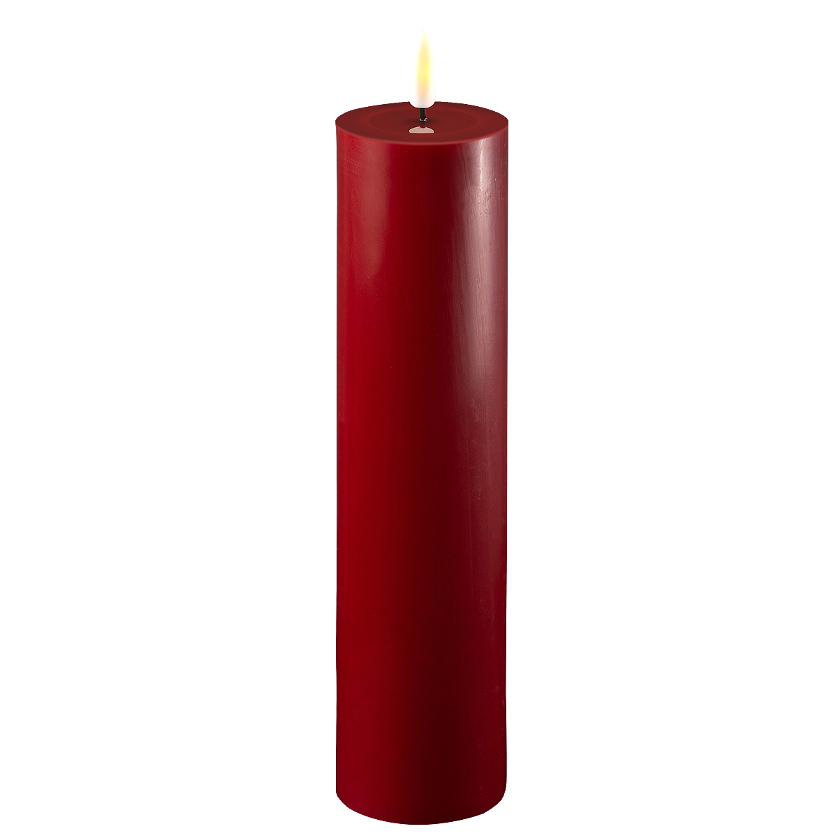 LED Stumpenkerze Real Flame bordeaux, bordeaux 20 cm, Ø 5 cm