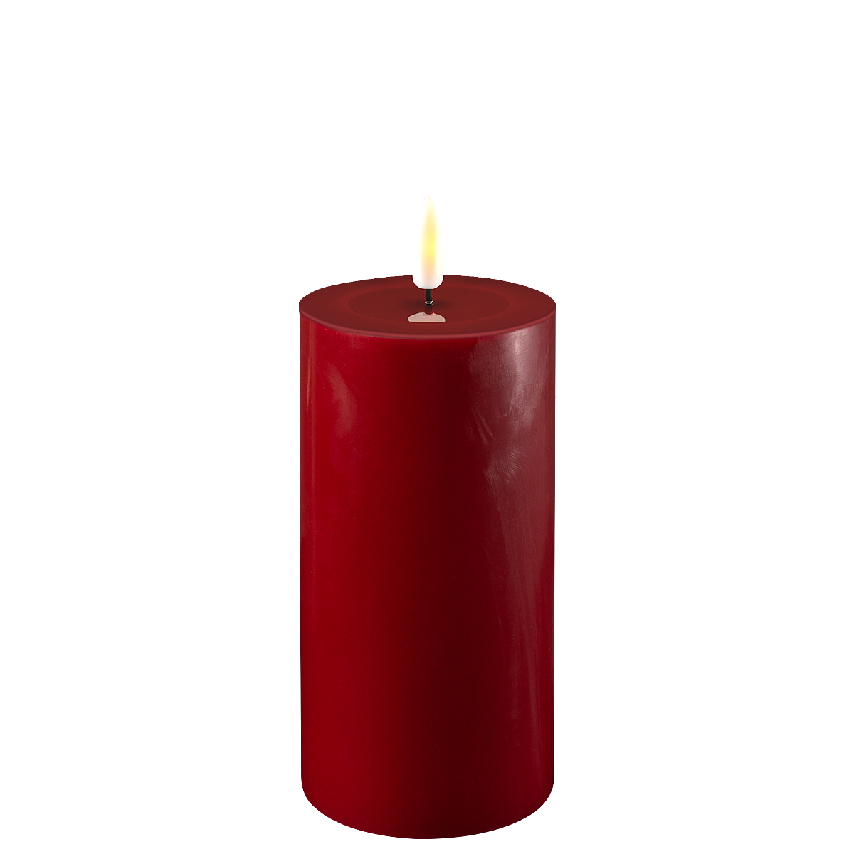 LED Stumpenkerze Real Flame bordeaux, bordeaux 15 cm, Ø 7,5 cm