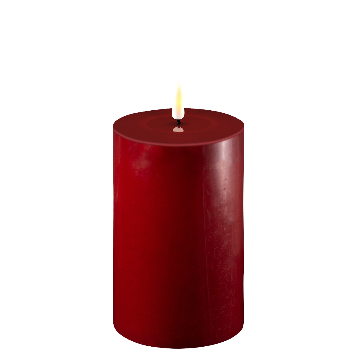 LED Stumpenkerze Real Flame bordeaux, bordeaux 15 cm, Ø 10 cm
