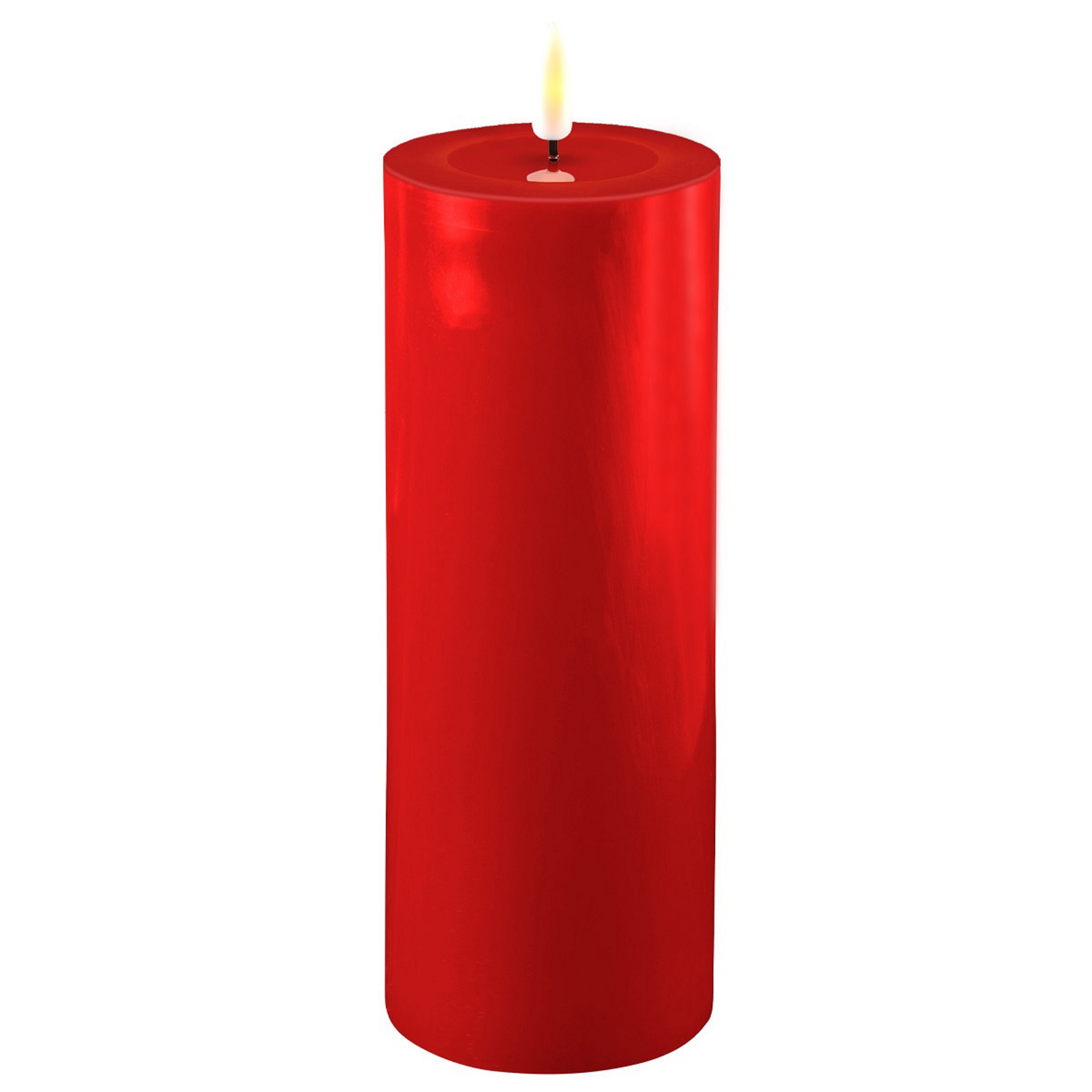 LED Stumpenkerze Real Flame rot, rot 20 cm, Ø 7,5 cm
