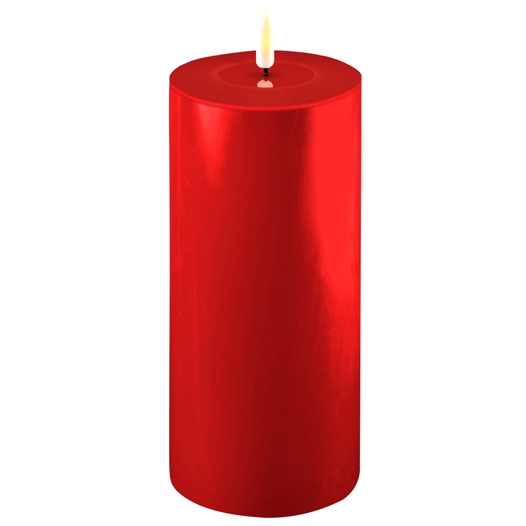 LED Stumpenkerze Real Flame rot, rot 20 cm, Ø 10 cm