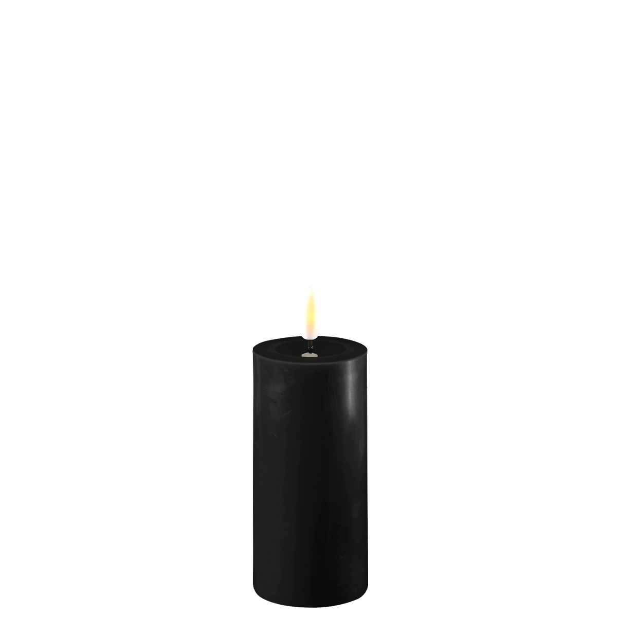 LED Stumpenkerze Real Flame schwarz, schwarz 10 cm, Ø 5 cm